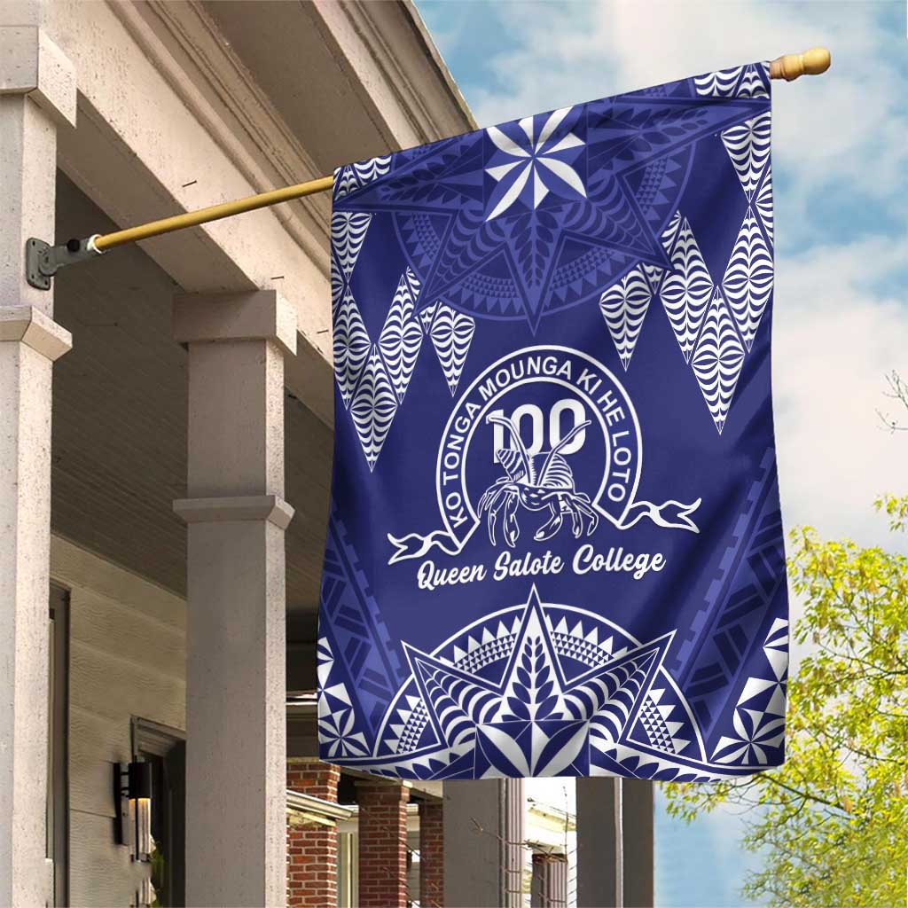 Queen Salote College Centenary Garden Flag Tongan Kupesi Pattern LT05 House Flag Navy - Polynesian Pride