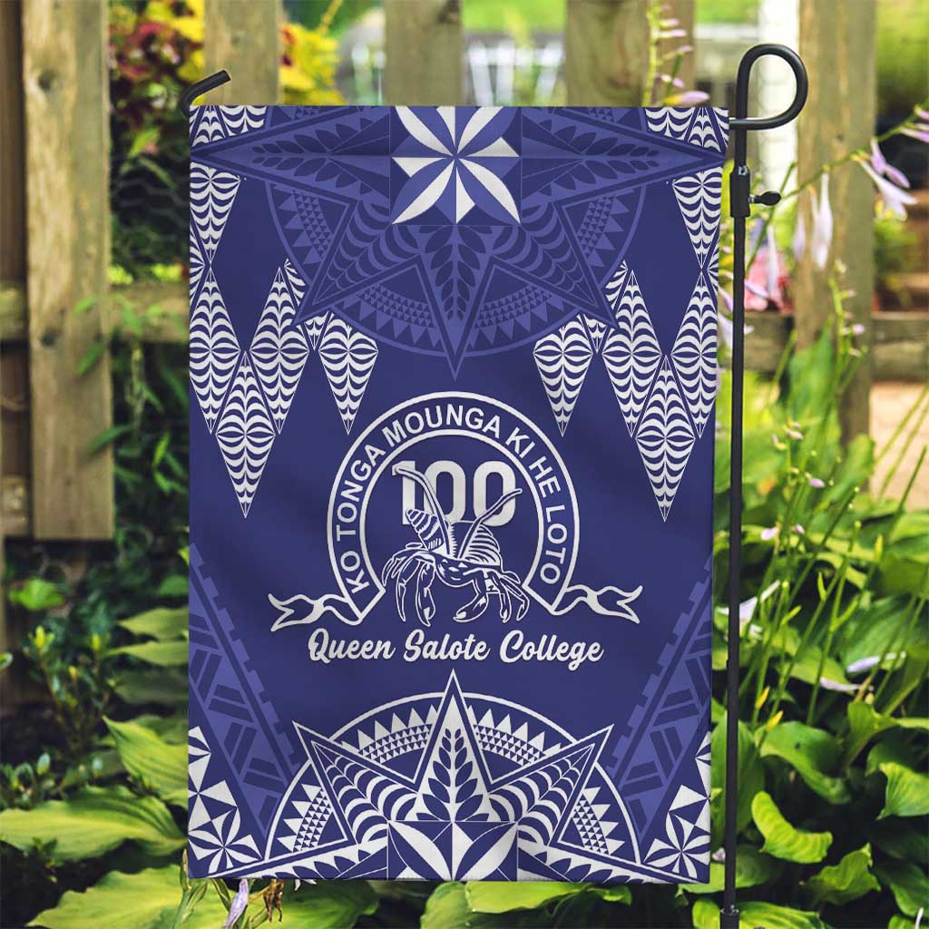 Queen Salote College Centenary Garden Flag Tongan Kupesi Pattern LT05 Garden Flag Navy - Polynesian Pride