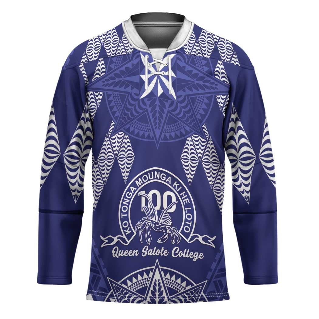 Personalised Queen Salote College Centenary Hockey Jersey Tongan Kupesi Pattern LT05 Unisex Navy - Polynesian Pride