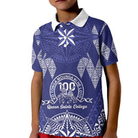 Personalised Queen Salote College Centenary Kid Polo Shirt Tongan Kupesi Pattern LT05 Kid Navy - Polynesian Pride