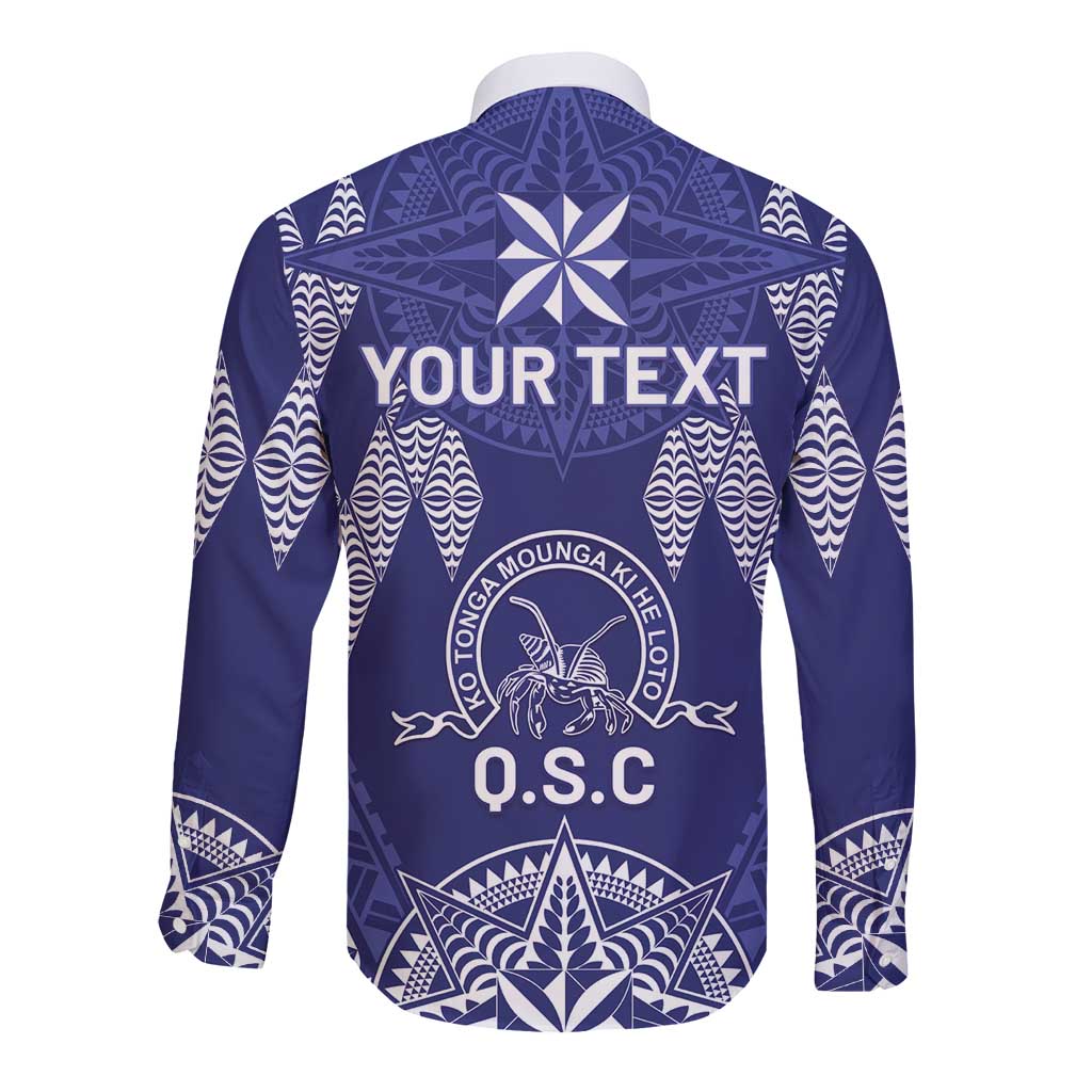 Personalised Queen Salote College Centenary Long Sleeve Button Shirt Tongan Kupesi Pattern LT05 - Polynesian Pride