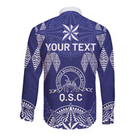 Personalised Queen Salote College Centenary Long Sleeve Button Shirt Tongan Kupesi Pattern LT05 - Polynesian Pride
