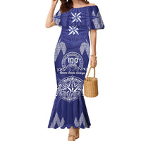 Personalised Queen Salote College Centenary Mermaid Dress Tongan Kupesi Pattern LT05 Women Navy - Polynesian Pride