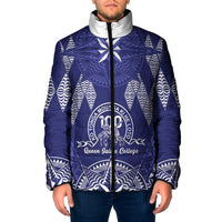 Personalised Queen Salote College Centenary Padded Jacket Tongan Kupesi Pattern LT05 Men Navy - Polynesian Pride