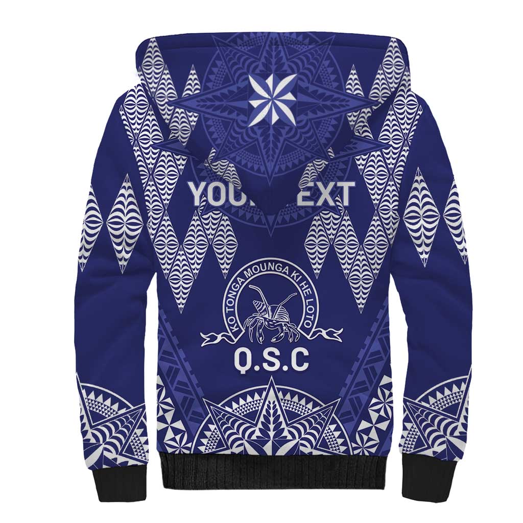 Personalised Queen Salote College Centenary Sherpa Hoodie Tongan Kupesi Pattern - Polynesian Pride
