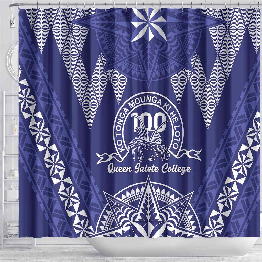 Queen Salote College Centenary Shower Curtain Tongan Kupesi Pattern LT05 - Polynesian Pride