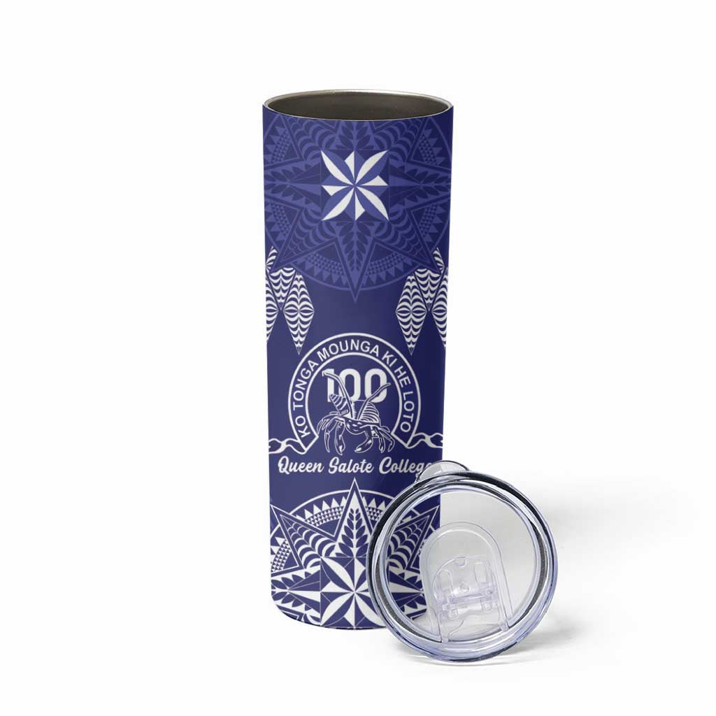 Personalised Queen Salote College Centenary Skinny Tumbler Tongan Kupesi Pattern - Polynesian Pride