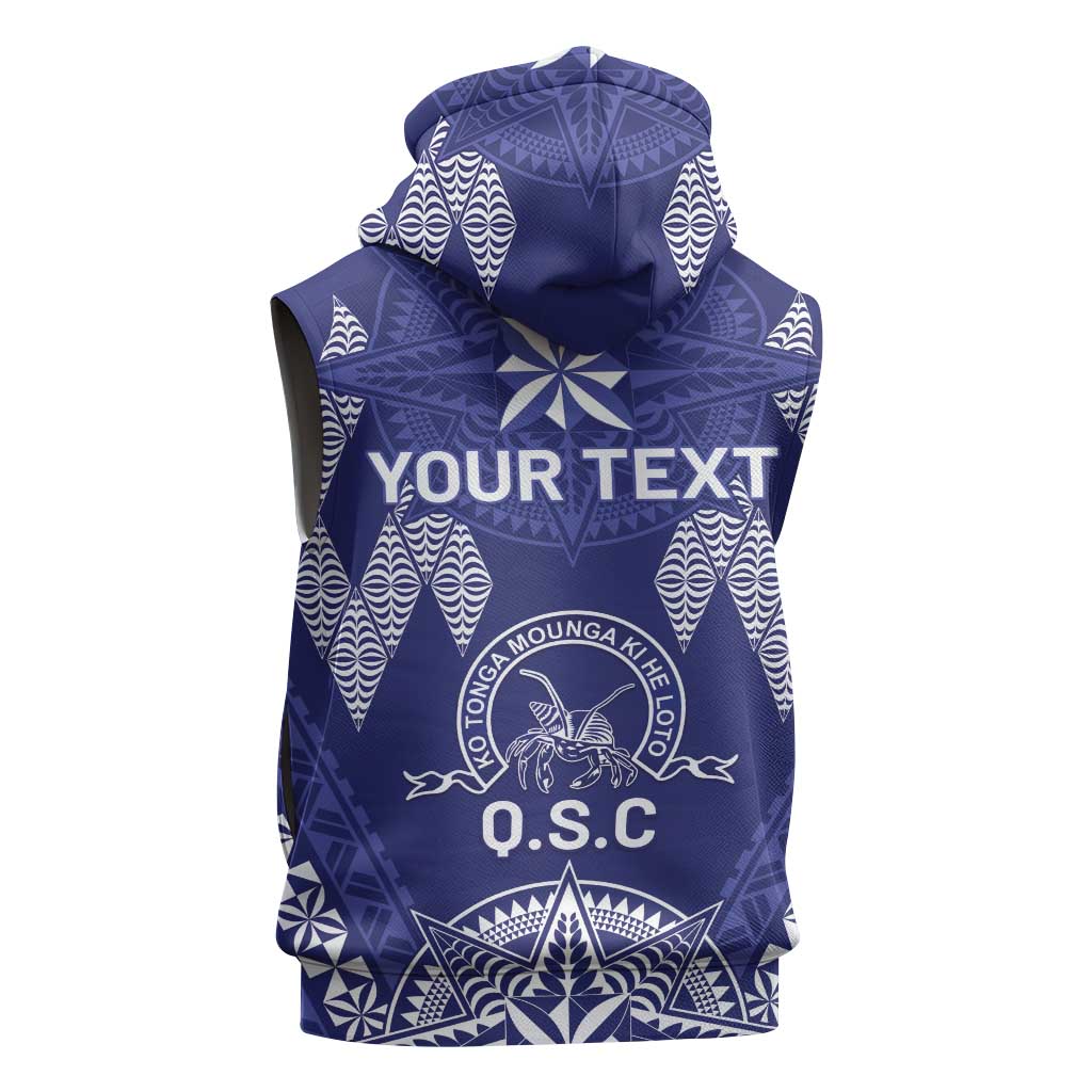 Personalised Queen Salote College Centenary Sleeveless Hoodie Tongan Kupesi Pattern LT05 - Polynesian Pride