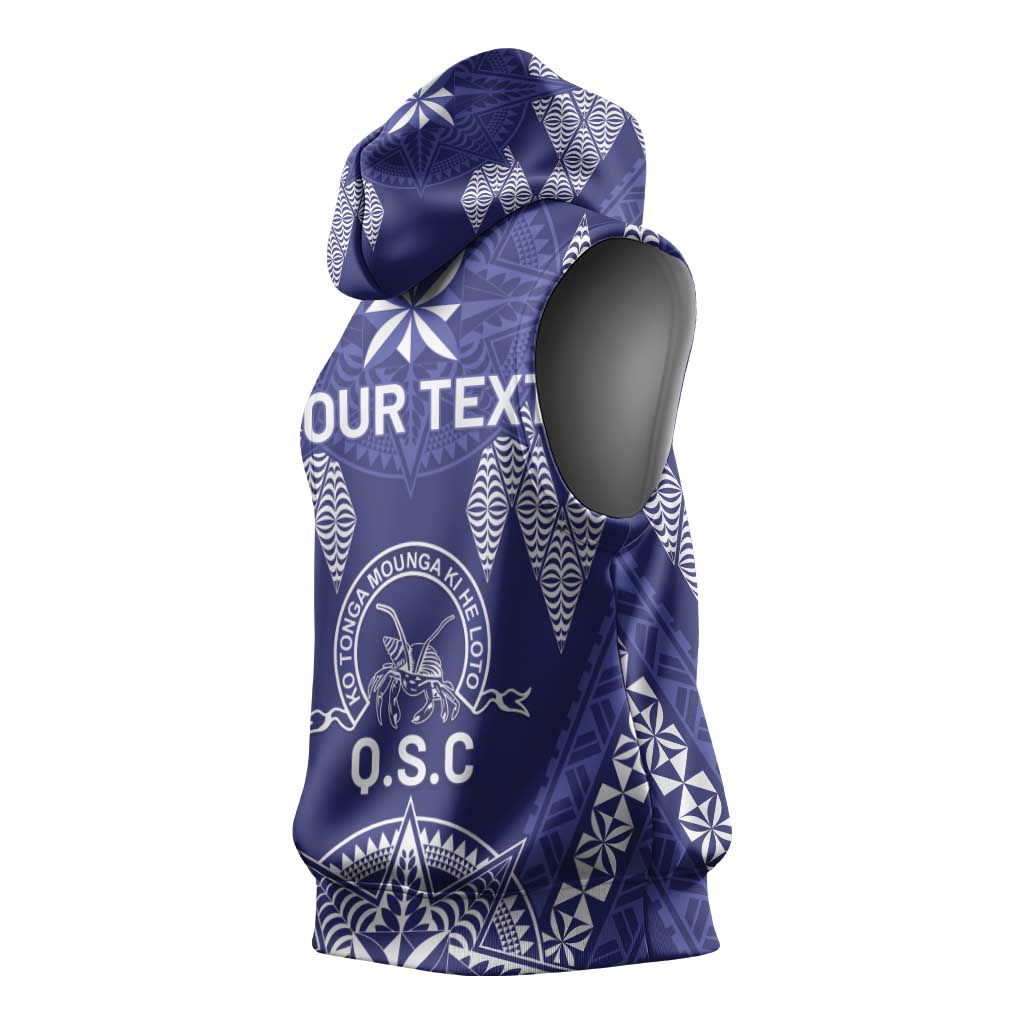 Personalised Queen Salote College Centenary Sleeveless Hoodie Tongan Kupesi Pattern LT05 - Polynesian Pride