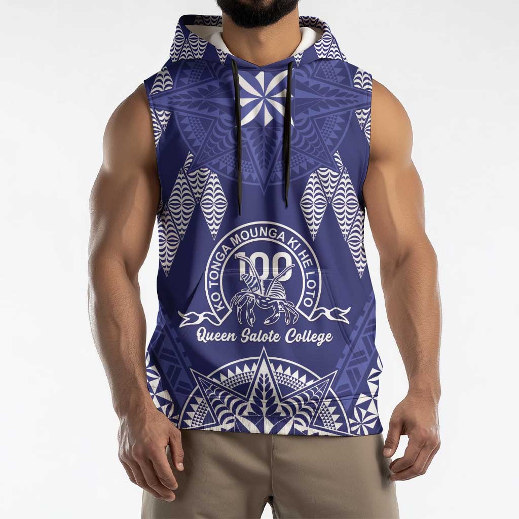 Personalised Queen Salote College Centenary Sleeveless Hoodie Tongan Kupesi Pattern LT05 - Polynesian Pride