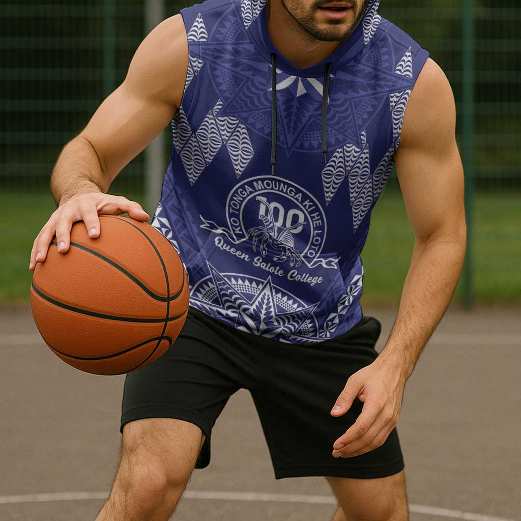 Personalised Queen Salote College Centenary Sleeveless Hoodie Tongan Kupesi Pattern LT05 - Polynesian Pride