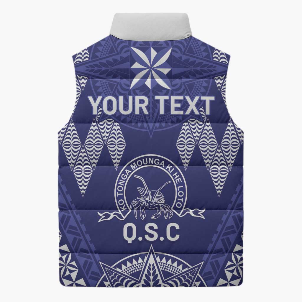 Personalised Queen Salote College Centenary Sleeveless Puffer Jacket Tongan Kupesi Pattern LT05 - Polynesian Pride