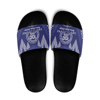 Queen Salote College Centenary Slide Sandals Tongan Kupesi Pattern LT05 Navy - Polynesian Pride