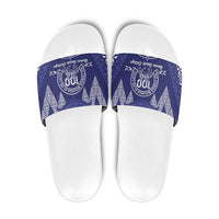 Queen Salote College Centenary Slide Sandals Tongan Kupesi Pattern LT05 Navy - Polynesian Pride