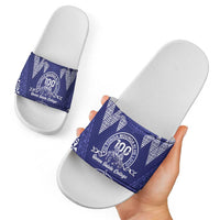 Queen Salote College Centenary Slide Sandals Tongan Kupesi Pattern LT05 - Polynesian Pride