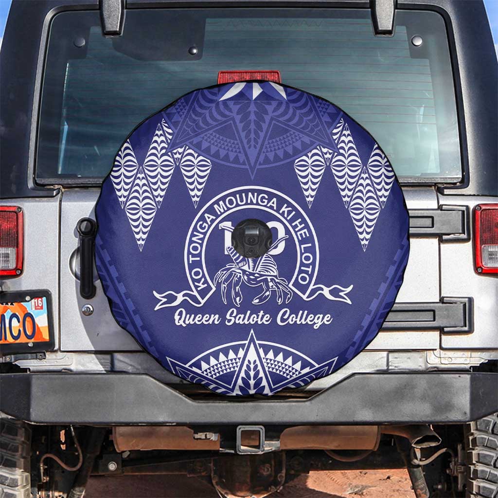 Queen Salote College Centenary Spare Tire Cover Tongan Kupesi Pattern LT05 Navy - Polynesian Pride