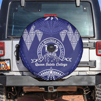 Queen Salote College Centenary Spare Tire Cover Tongan Kupesi Pattern LT05 Navy - Polynesian Pride