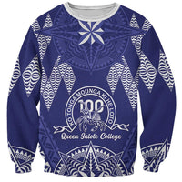 Personalised Queen Salote College Centenary Sweatshirt Tongan Kupesi Pattern LT05 Unisex Navy - Polynesian Pride