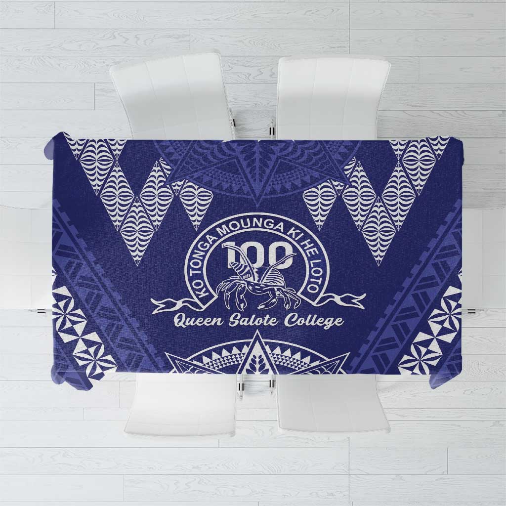 Queen Salote College Centenary Tablecloth Tongan Kupesi Pattern LT05 Navy - Polynesian Pride