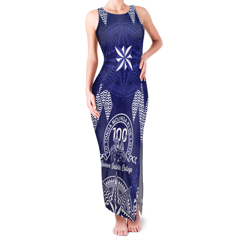 Personalised Queen Salote College Centenary Tank Maxi Dress Tongan Kupesi Pattern - Polynesian Pride