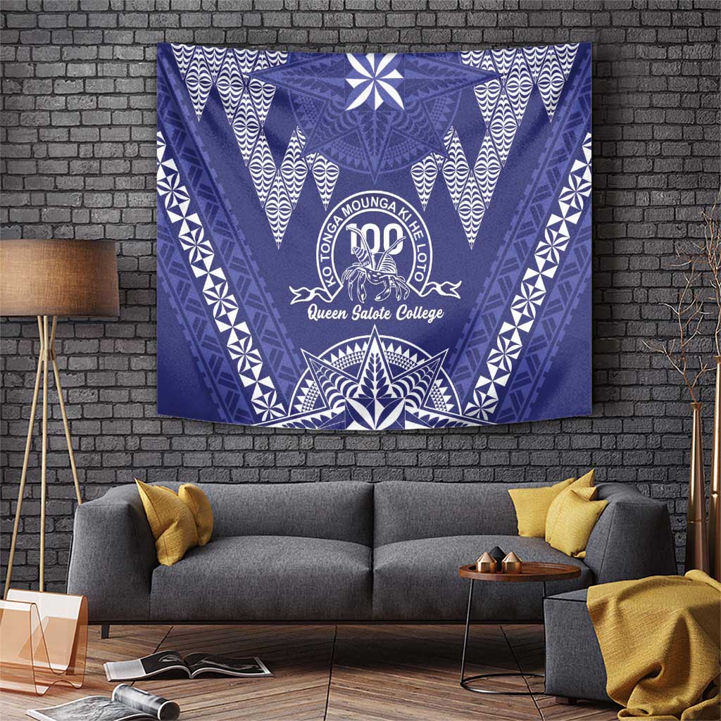 Queen Salote College Centenary Tapestry Tongan Kupesi Pattern LT05 Navy - Polynesian Pride