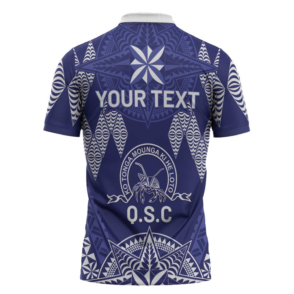 Personalised Queen Salote College Centenary Zipper Polo Shirt Tongan Kupesi Pattern - Polynesian Pride