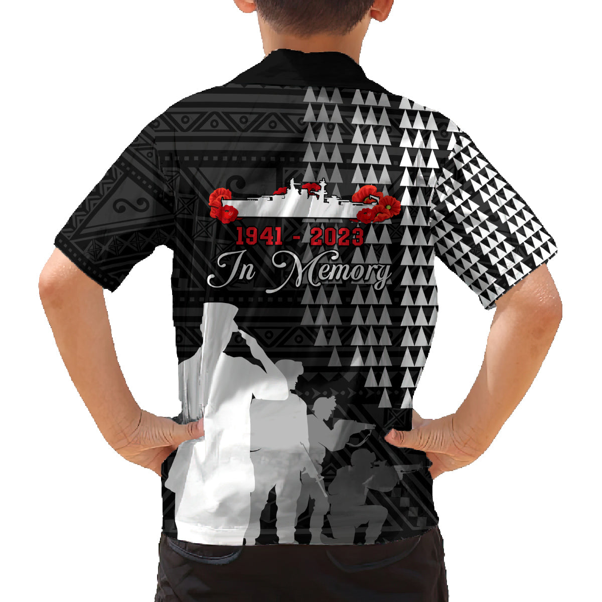 Pearl Harbor Remembrance Day Family Matching Off Shoulder Long Sleeve Dress and Hawaiian Shirt USS Arizona In Memory With Polynesian Pattern LT05 - Polynesian Pride