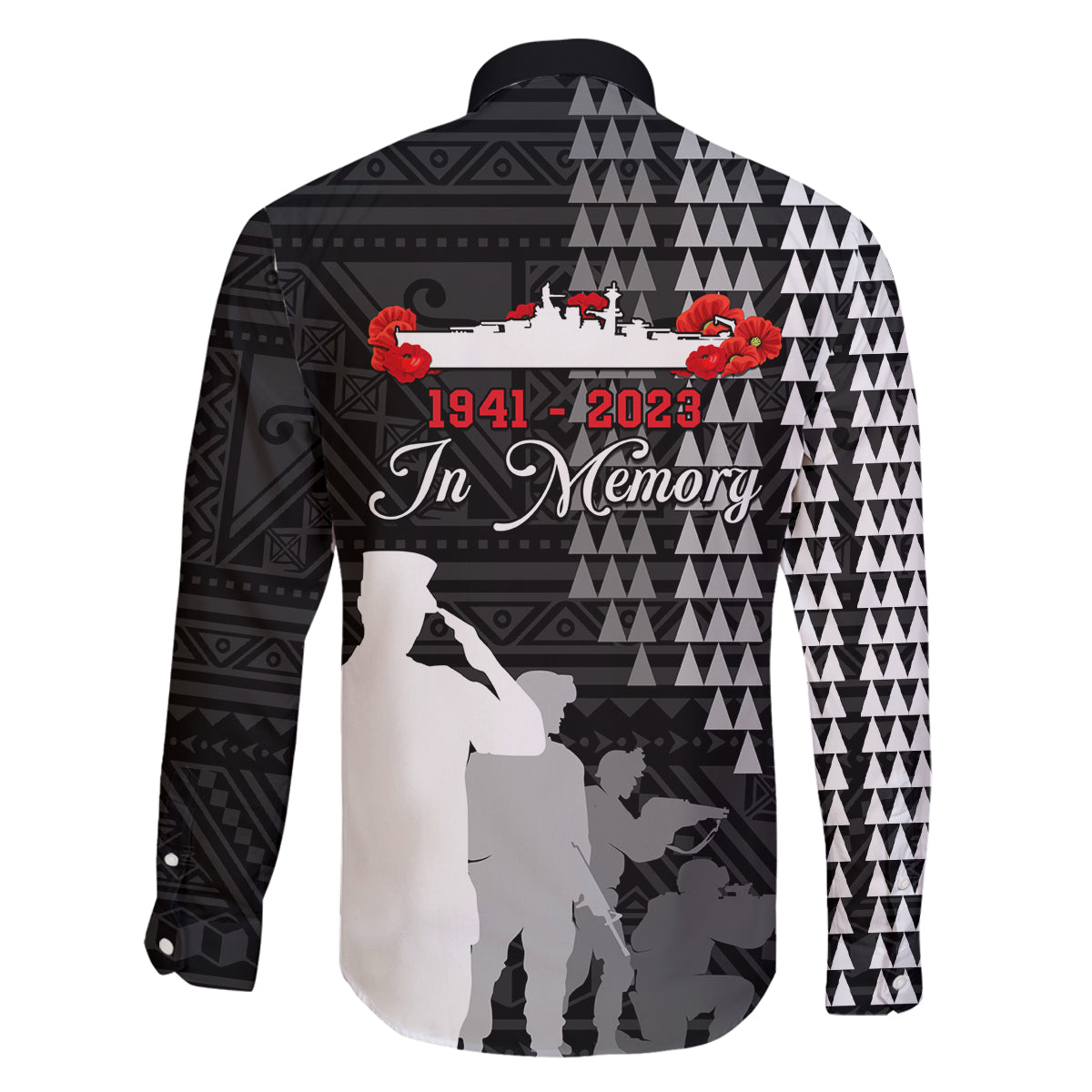 Pearl Harbor Remembrance Day Family Matching Off Shoulder Long Sleeve Dress and Hawaiian Shirt USS Arizona In Memory With Polynesian Pattern LT05 - Polynesian Pride