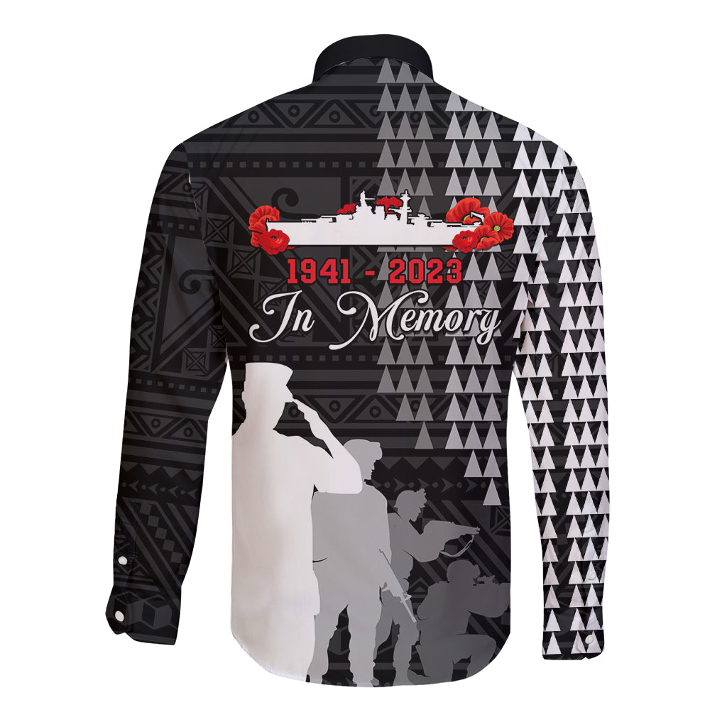 Pearl Harbor Remembrance Day Long Sleeve Button Shirt USS Arizona In Memory With Polynesian Pattern LT05 - Polynesian Pride