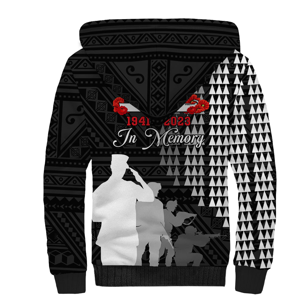 Pearl Harbor Remembrance Day Sherpa Hoodie USS Arizona In Memory With Polynesian Pattern LT05 - Polynesian Pride