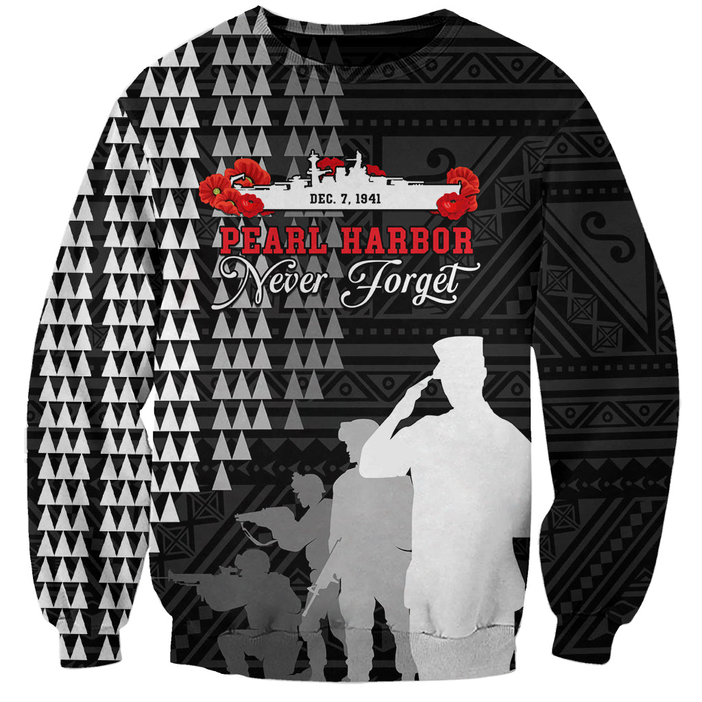 Pearl Harbor Remembrance Day Sweatshirt USS Arizona In Memory With Polynesian Pattern LT05 Unisex Black - Polynesian Pride