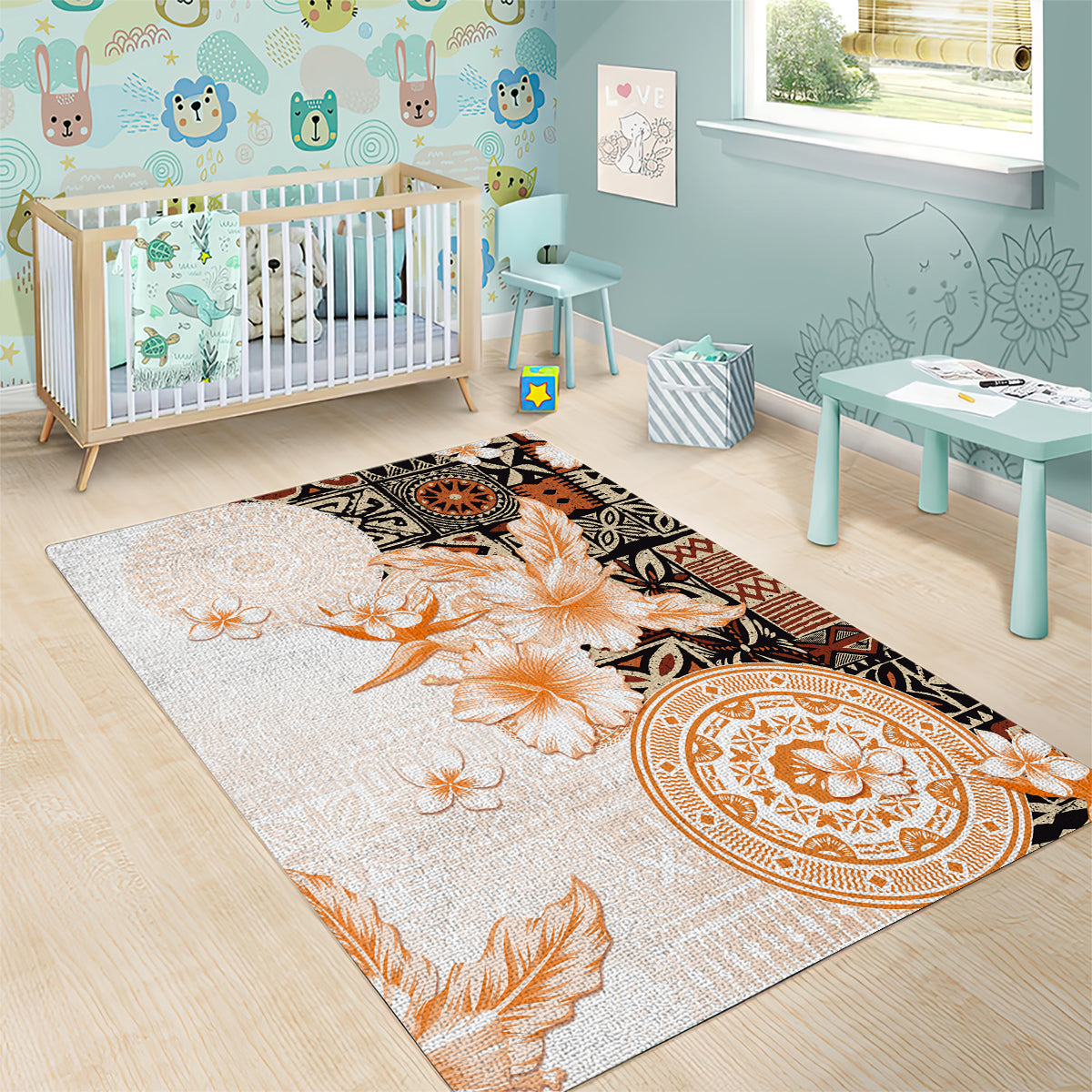 Fiji Area Rug Masi Tapa Pattern Brown LT05 - Polynesian Pride