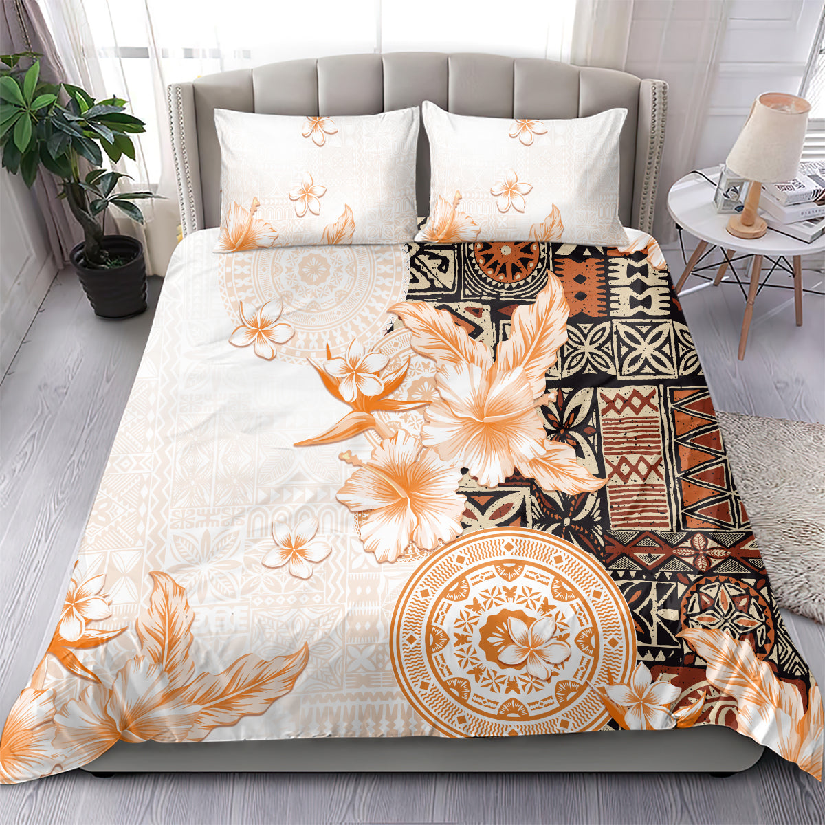 Fiji Bedding Set Masi Tapa Pattern Brown LT05 - Polynesian Pride