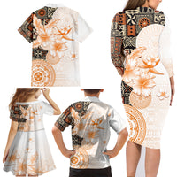 Fiji Family Matching Long Sleeve Bodycon Dress and Hawaiian Shirt Masi Tapa Pattern Brown LT05 - Polynesian Pride