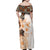 Fiji Family Matching Off Shoulder Maxi Dress and Hawaiian Shirt Masi Tapa Pattern Brown LT05 - Polynesian Pride