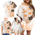 Fiji Family Matching Off Shoulder Short Dress and Hawaiian Shirt Masi Tapa Pattern Brown LT05 - Polynesian Pride