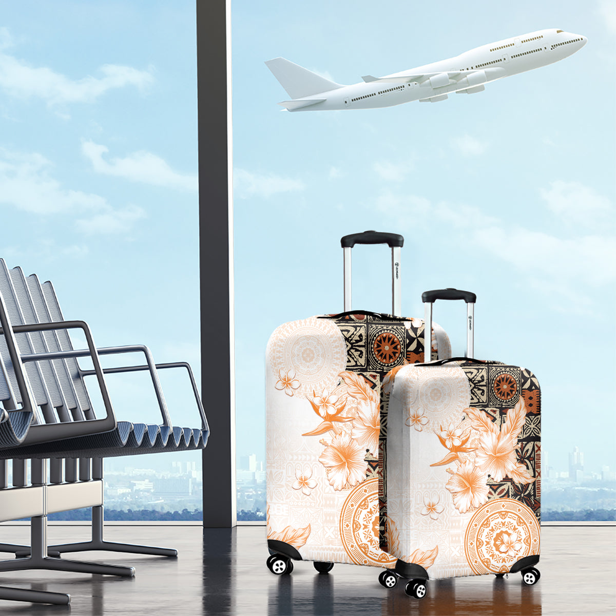 Fiji Luggage Cover Masi Tapa Pattern Brown LT05 - Polynesian Pride