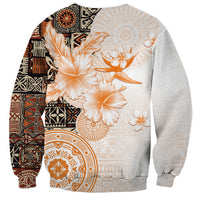 Fiji Sweatshirt Masi Tapa Pattern Brown LT05 - Polynesian Pride