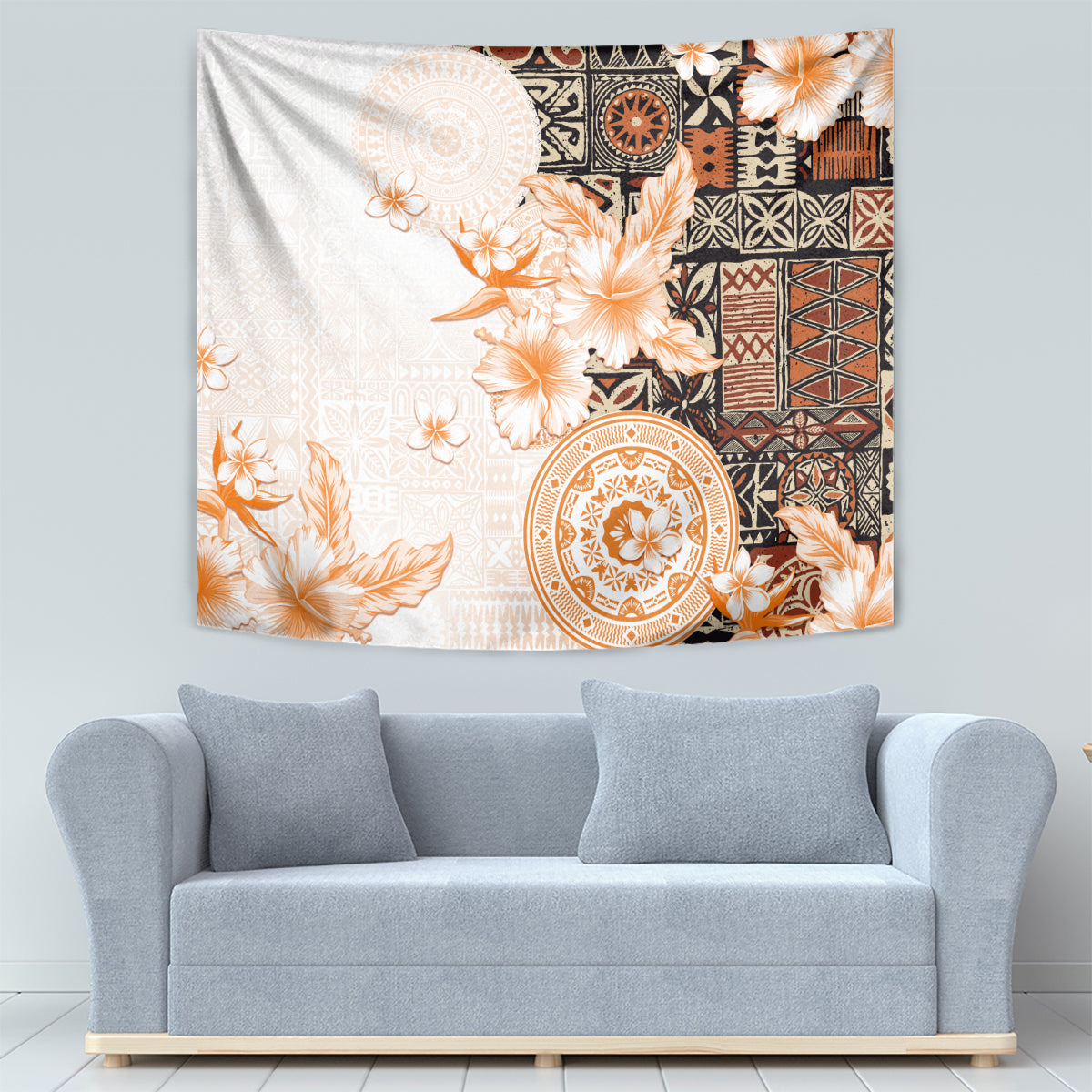 Fiji Tapestry Masi Tapa Pattern Brown LT05 - Polynesian Pride