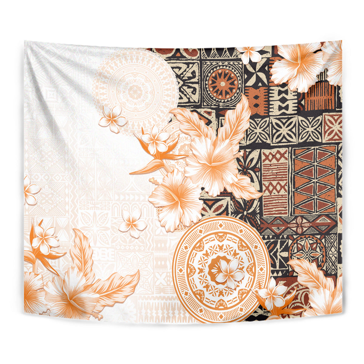 Fiji Tapestry Masi Tapa Pattern Brown LT05 - Polynesian Pride