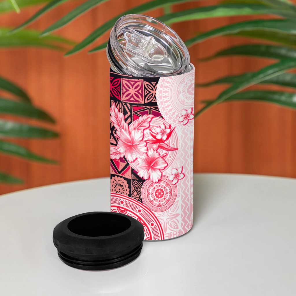 Fiji 4 in 1 Can Cooler Tumbler Masi Tapa Pattern Red