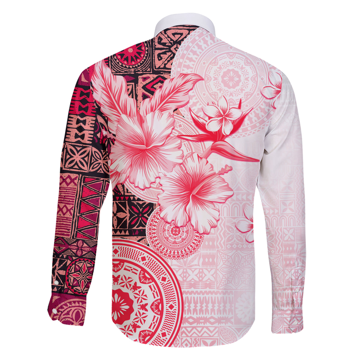 Fiji Family Matching Short Sleeve Bodycon Dress and Hawaiian Shirt Masi Tapa Pattern Red LT05 - Polynesian Pride