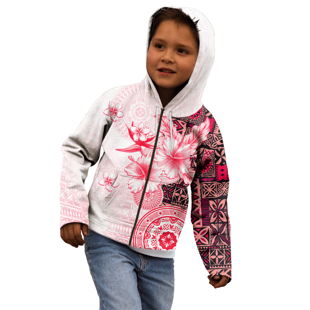 Fiji Kid Hoodie Masi Tapa Pattern Red LT05 - Polynesian Pride