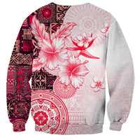 Fiji Sweatshirt Masi Tapa Pattern Red LT05 - Polynesian Pride
