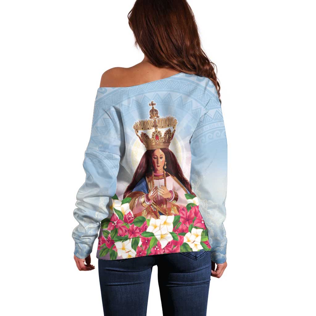 Guam Patroness Off Shoulder Sweater The Legend Santa Marian Kamalen
