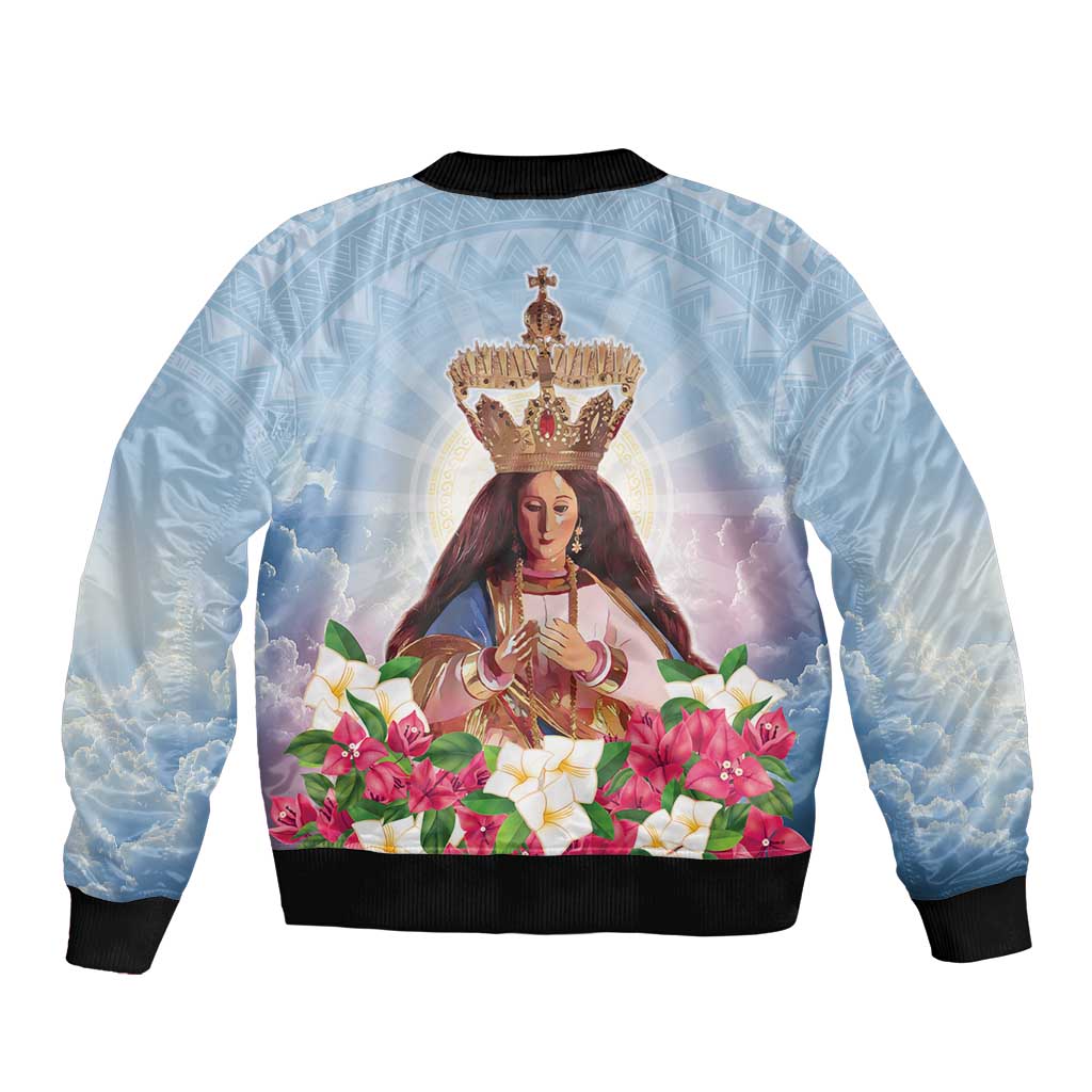 Guam Patroness Sleeve Zip Bomber Jacket The Legend Santa Marian Kamalen
