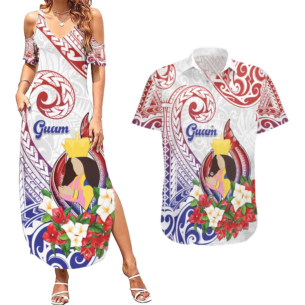 Happy Guam Santa Marian Kamalen Day Couples Matching Summer Maxi Dress and Hawaiian Shirt