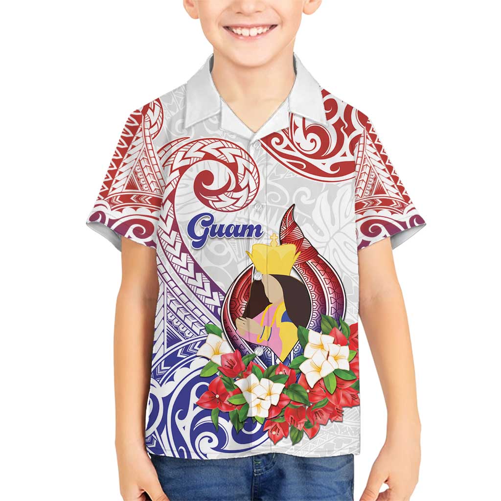 Happy Guam Santa Marian Kamalen Day Family Matching Off Shoulder Short Dress and Hawaiian Shirt