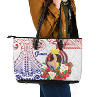 Happy Guam Santa Marian Kamalen Day Leather Tote Bag