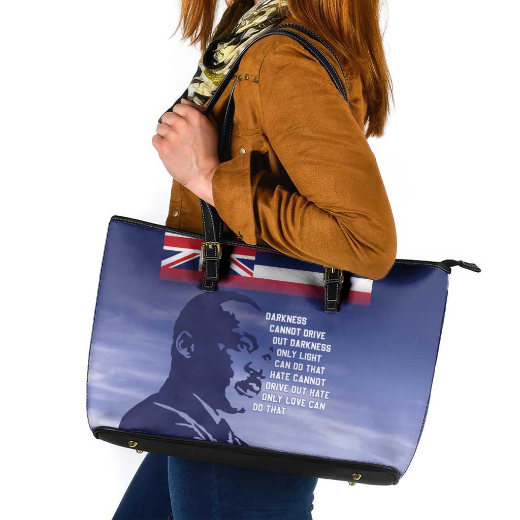 Hawaii MLK Day Leather Tote Bag